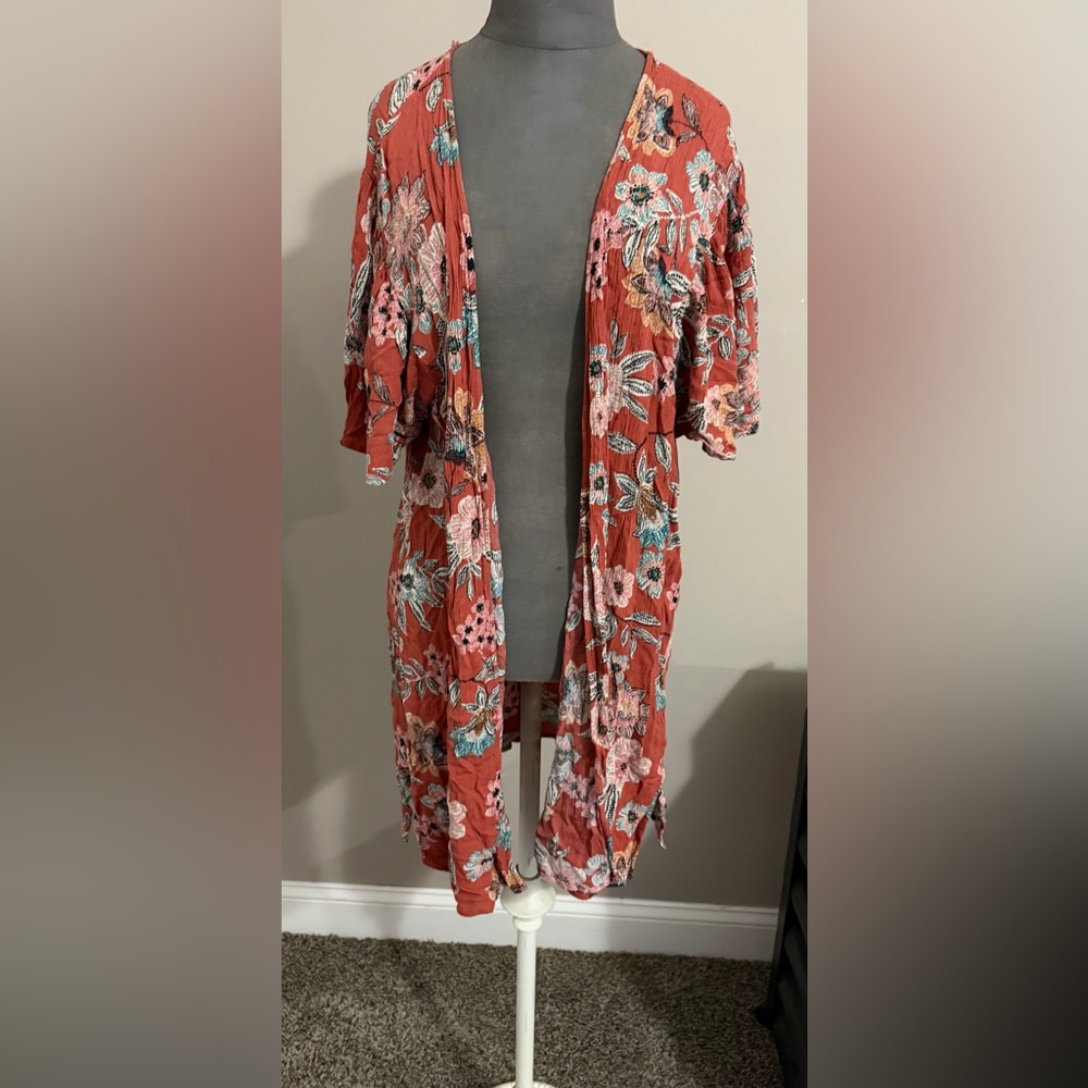 Boho open front Floral Kimono size large